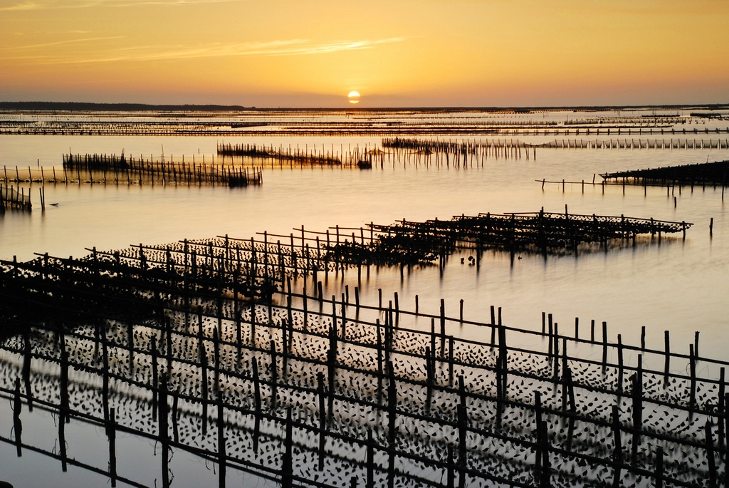 七股潟湖の夕焼け