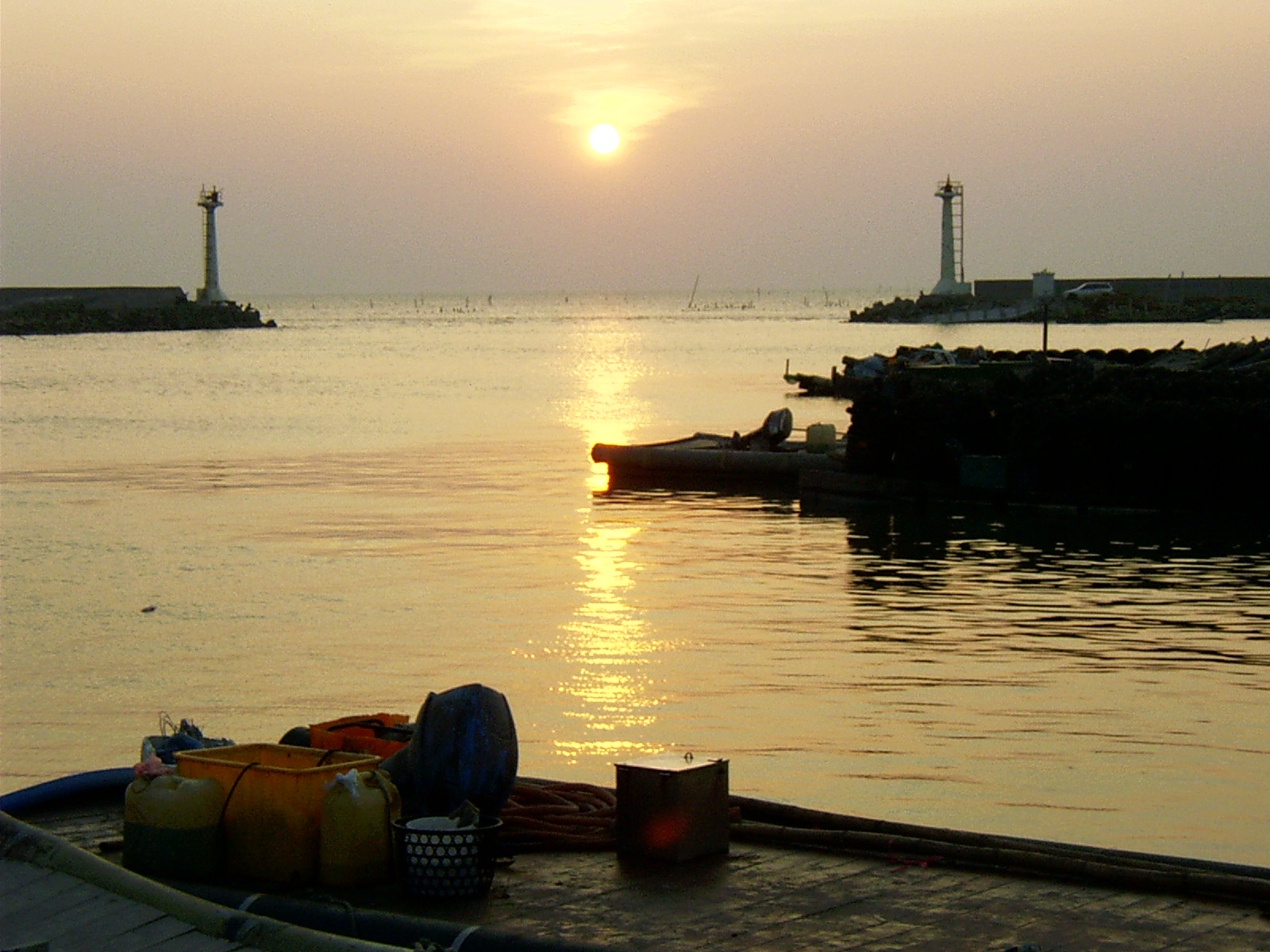 台西漁港の夕景